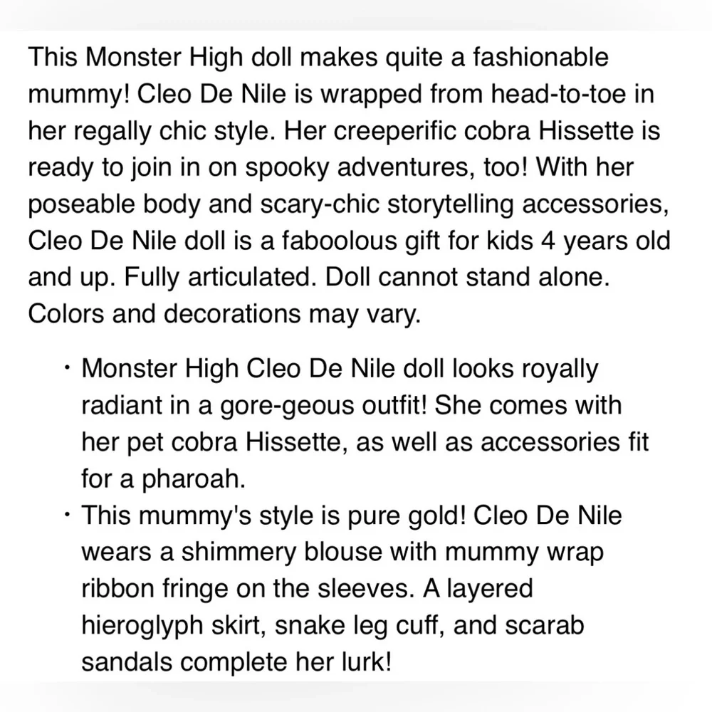 🐍Monster High Cleo De Nile Doll w/ Hissette Cobra & Accessories New Collectible - Picture 7 of 10